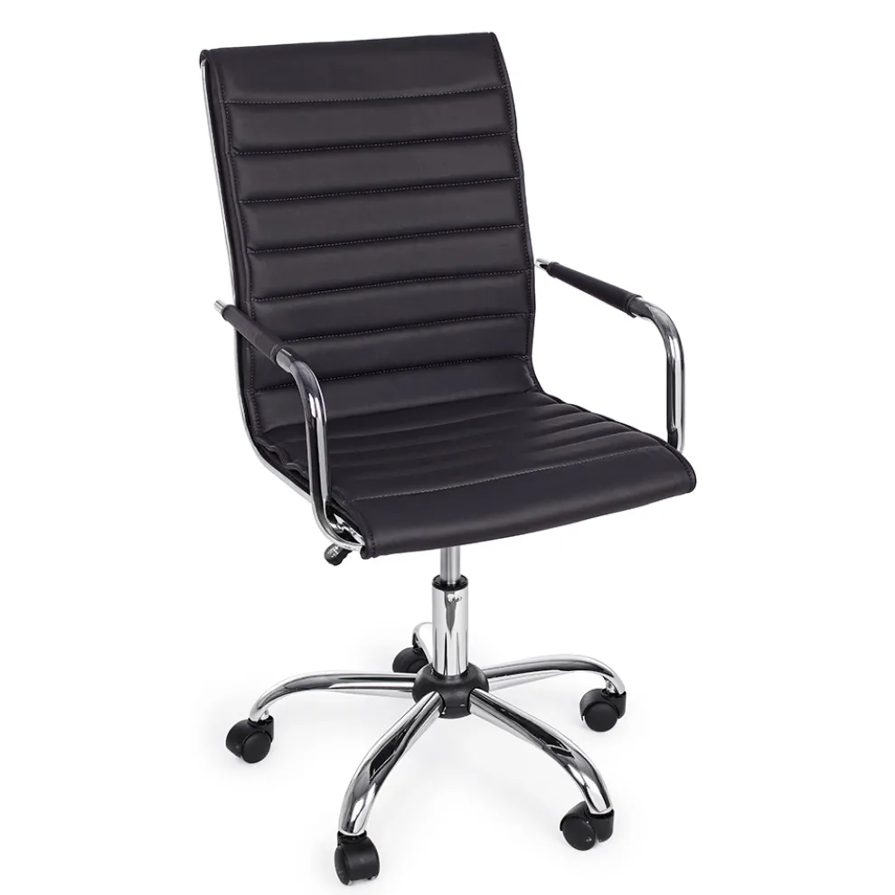 Ergonomischer Bürosessel mit Armlehnen aus Stahl und Kunstleder - Mantica