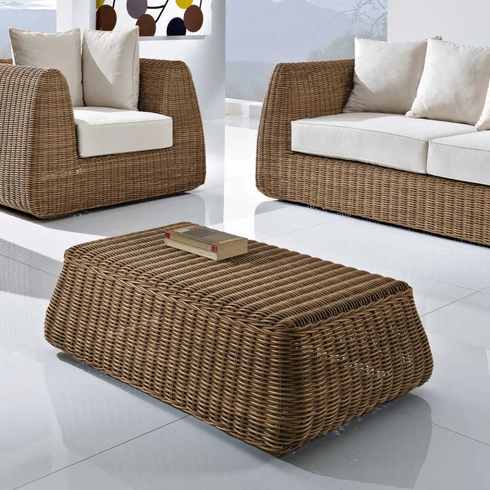 Outdoor-Couchtisch aus handgewebtem Polyrattan - Charlie