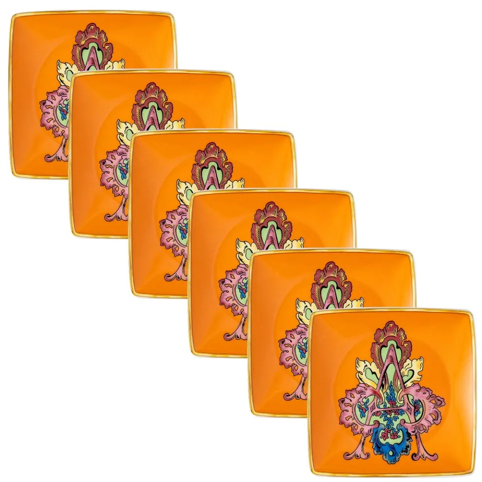 Rosenthal Versace Alphabet 6 flache, quadratische Porzellanschalen - Alphabet