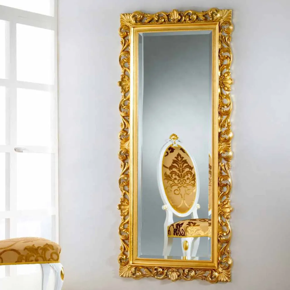 Stand und Wandspiegel im Stilmix Blattgold Mata