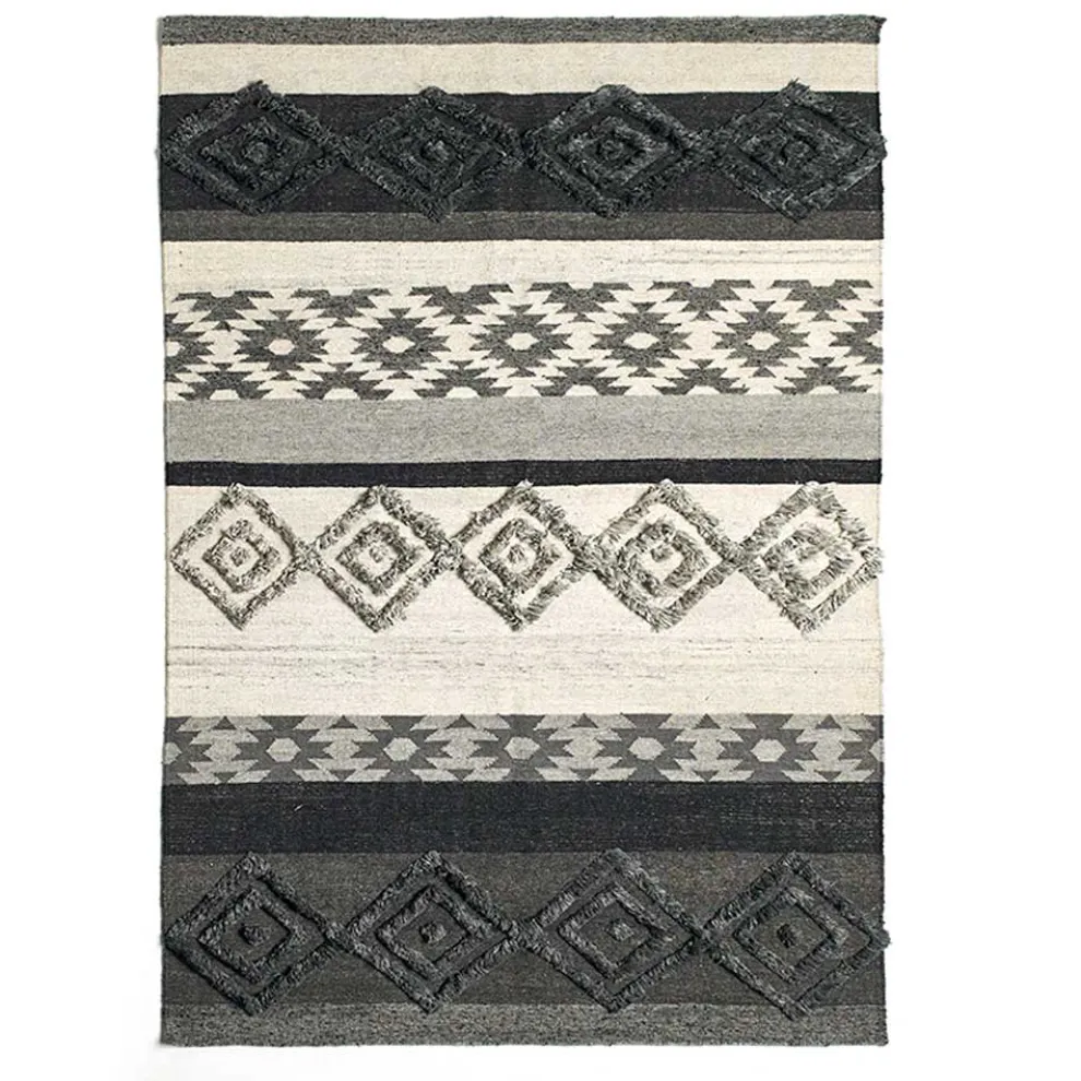 Rechteckiger Teppich aus Wolle, Baumwolle und Viskose für modernes Wohnzimmer - Zorro