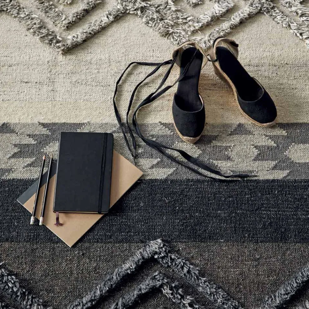 Rechteckiger Teppich aus Wolle, Baumwolle und Viskose für modernes Wohnzimmer - Zorro