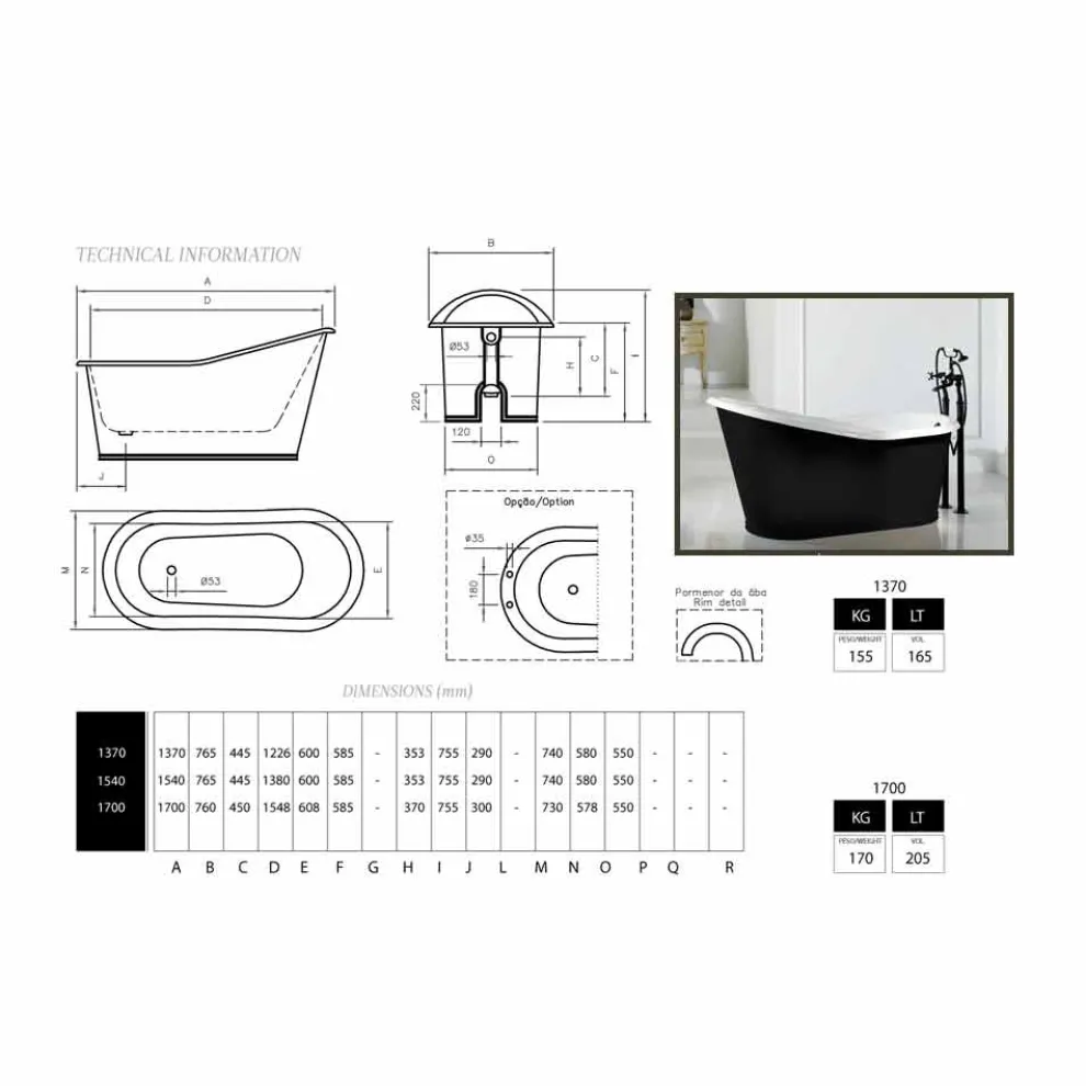 Badewanne Freestanding in modernem Design Old