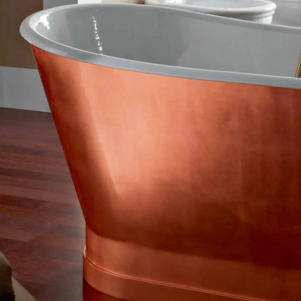 Badewanne Freestanding mit Kupferfolie bezogen Bass