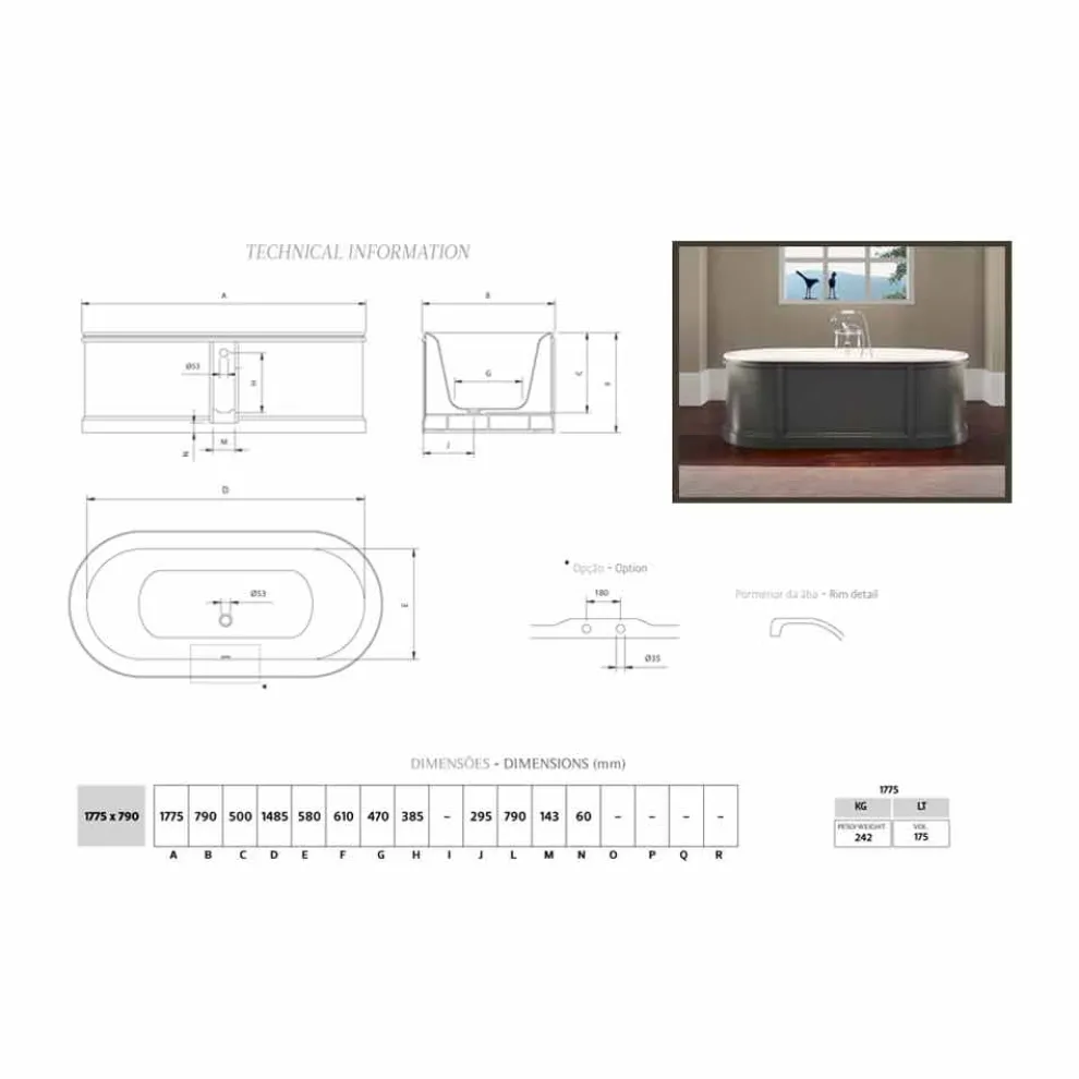 Badewanne freistehend in modernem Design Ashley