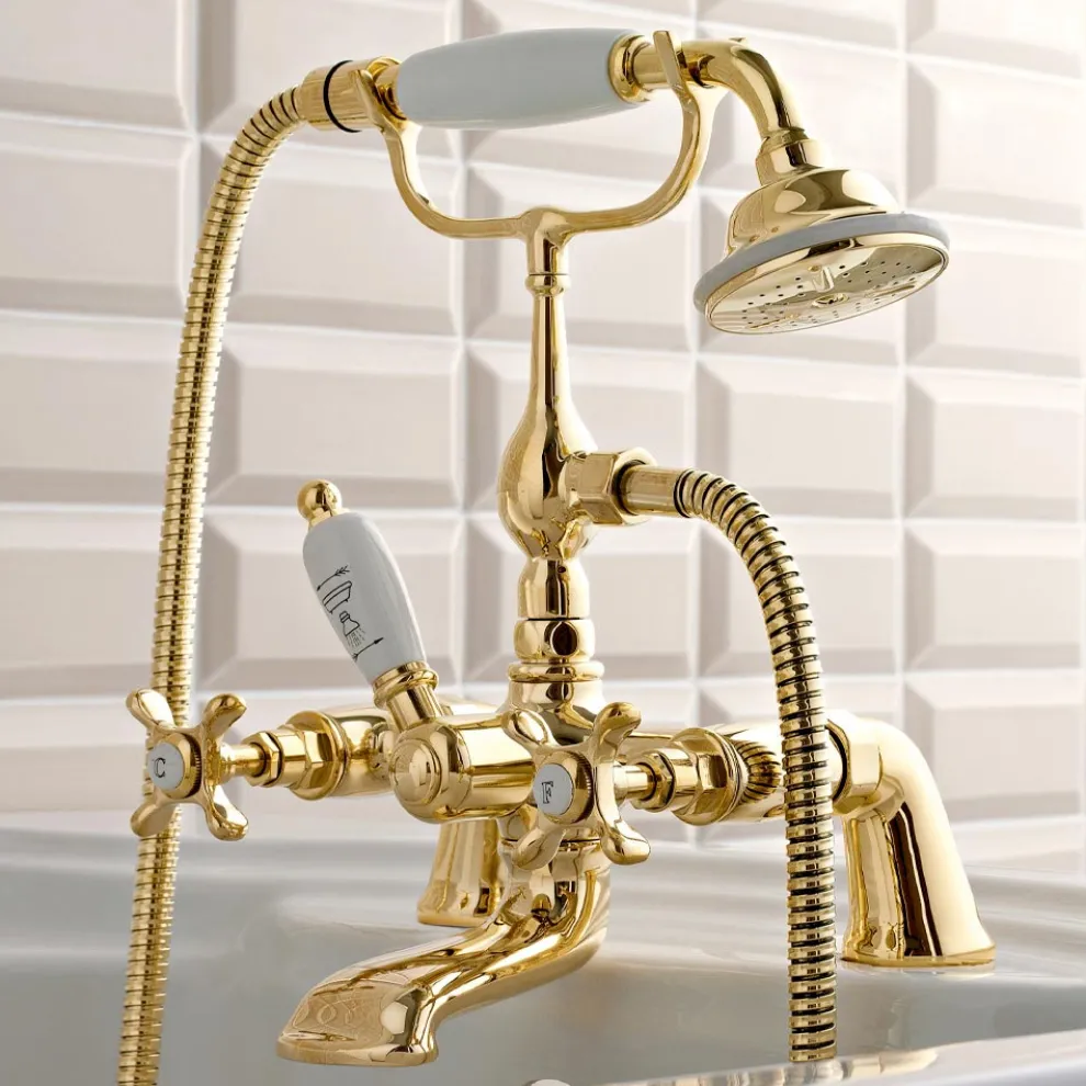 Badewannenarmaturen aus Messing mit Handbrause im klassischen Luxusstil - Fioretta