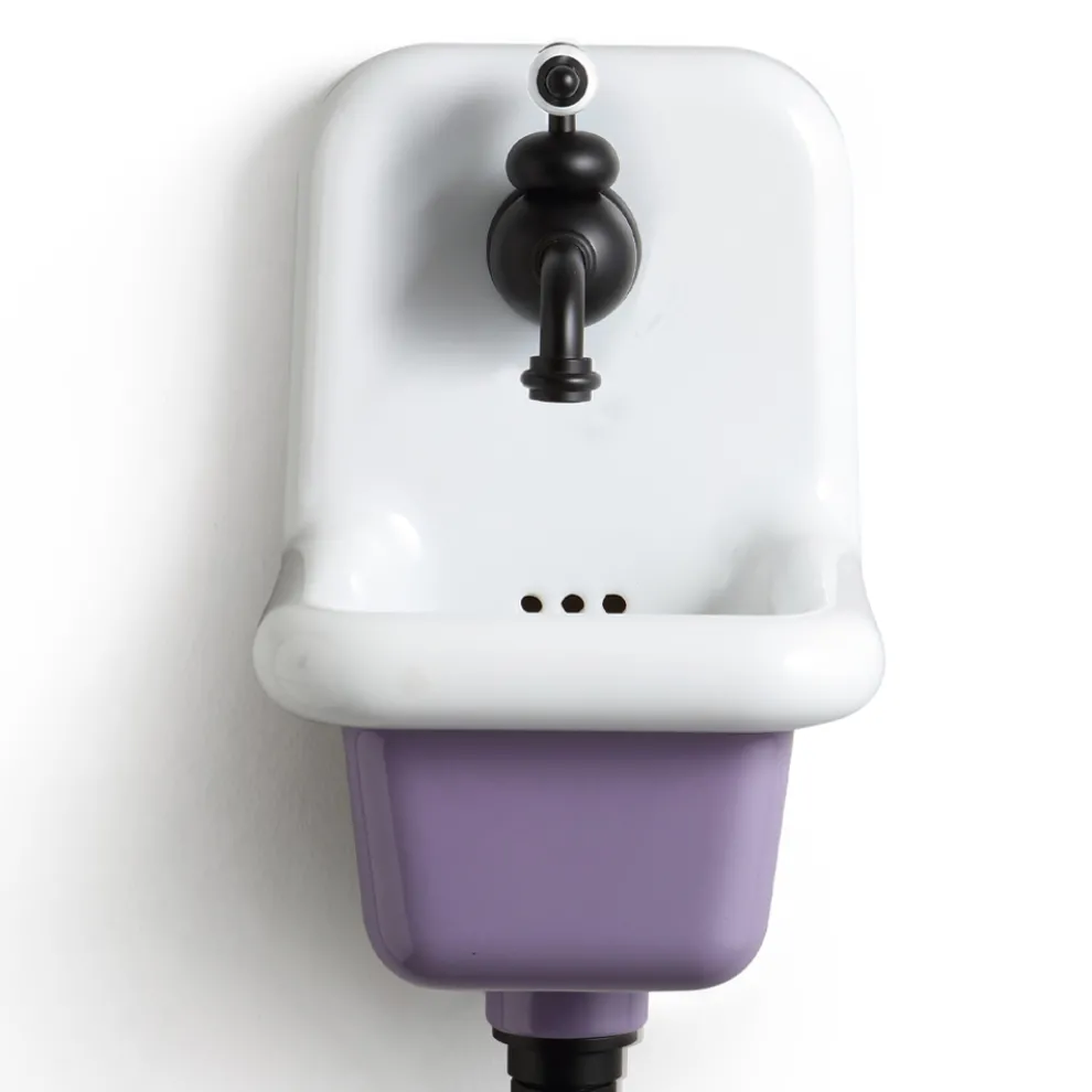 Badezimmer Waschbecken aus weißer und farbiger Keramik 26 cm Vintage Style - Jordan