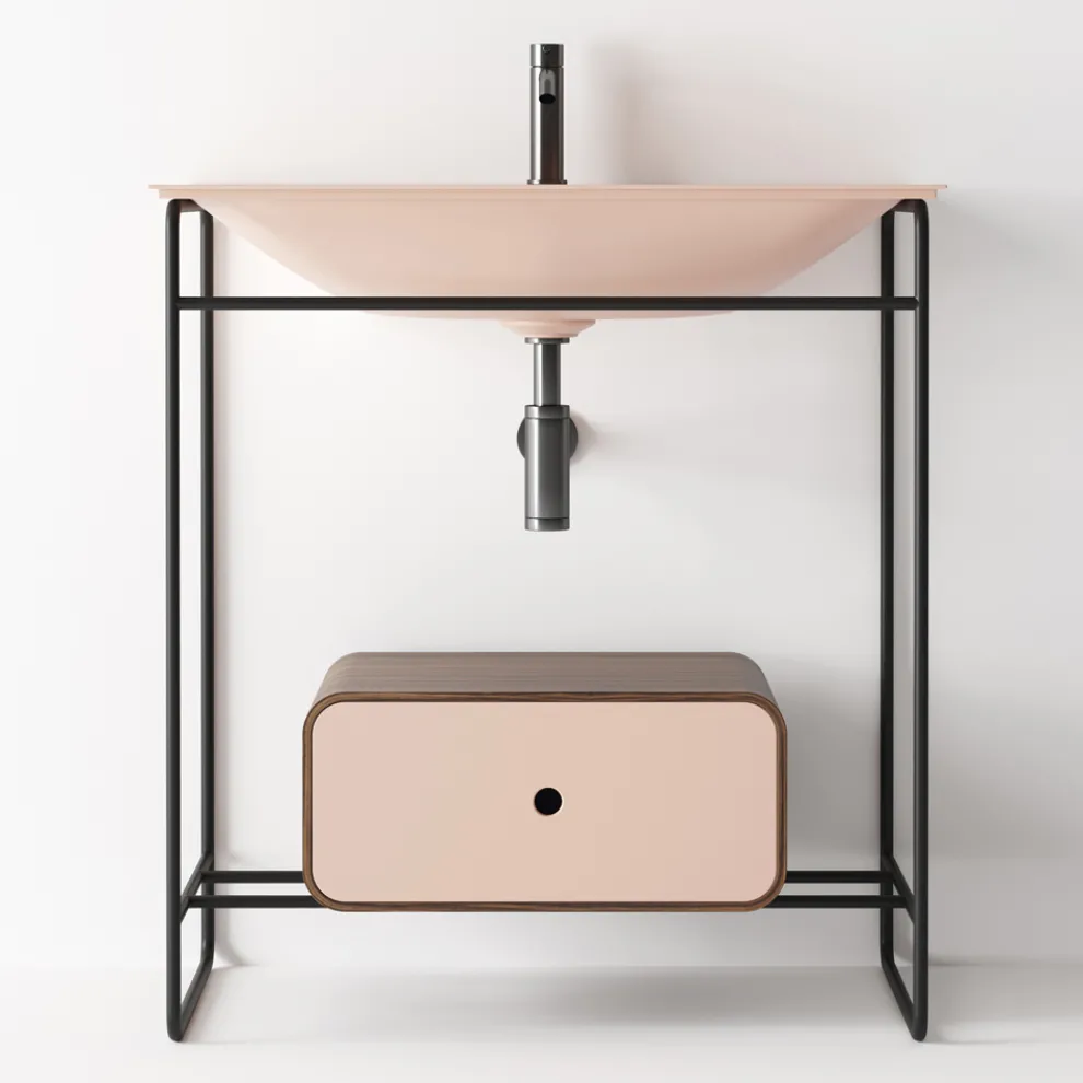 Badezimmer-Komposition Waschbecken aus Keramik und Spiegel Made in Italy - Chantal