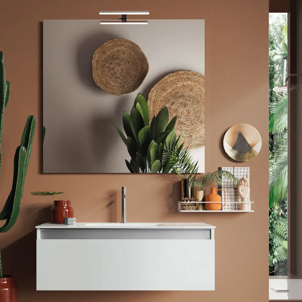 Badezimmerkomposition mit Hängesockel, Spiegel und Waschbecken Made in Italy – Dream