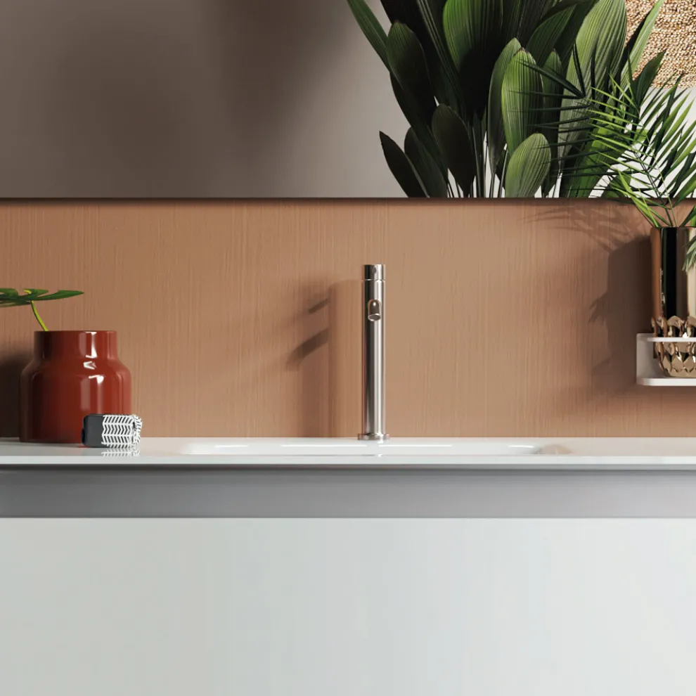 Badezimmerkomposition mit Hängesockel, Spiegel und Waschbecken Made in Italy – Dream