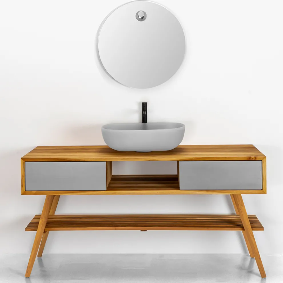 Badezimmer-Komposition mit Waschbecken komplett mit emailliertem Zubehör - Georges