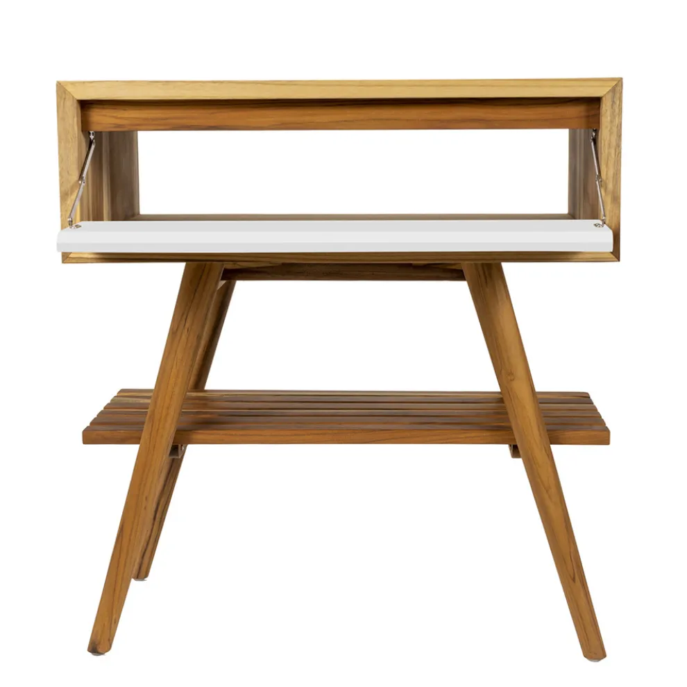 Badezimmerkomposition mit Teakholzschrank, Spiegel und Zubehör - Carolie