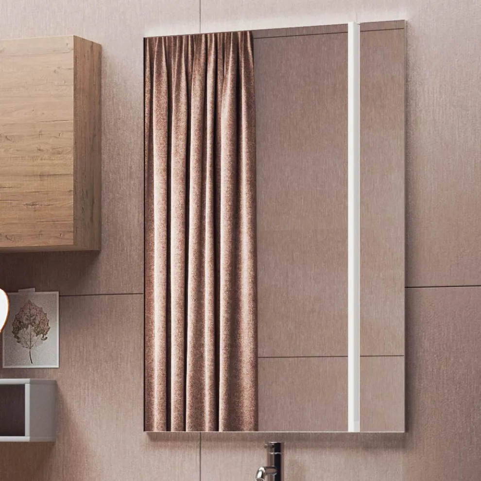 Badezimmerkomposition mit Spiegel mit integrierter Lampe, Waschbecken und Sockel – Dream