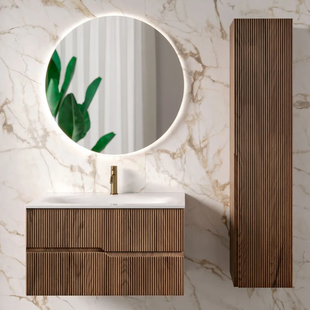 Badezimmerkomposition aus gerippter Rio-Eiche, hergestellt in Italien – Afrodite