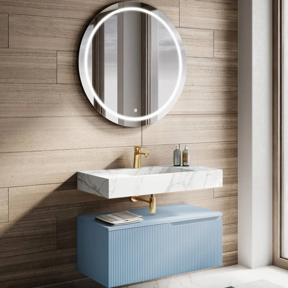 Badezimmerkomposition mit Calacatta-HPL-Platte, hergestellt in Italien – Talassa