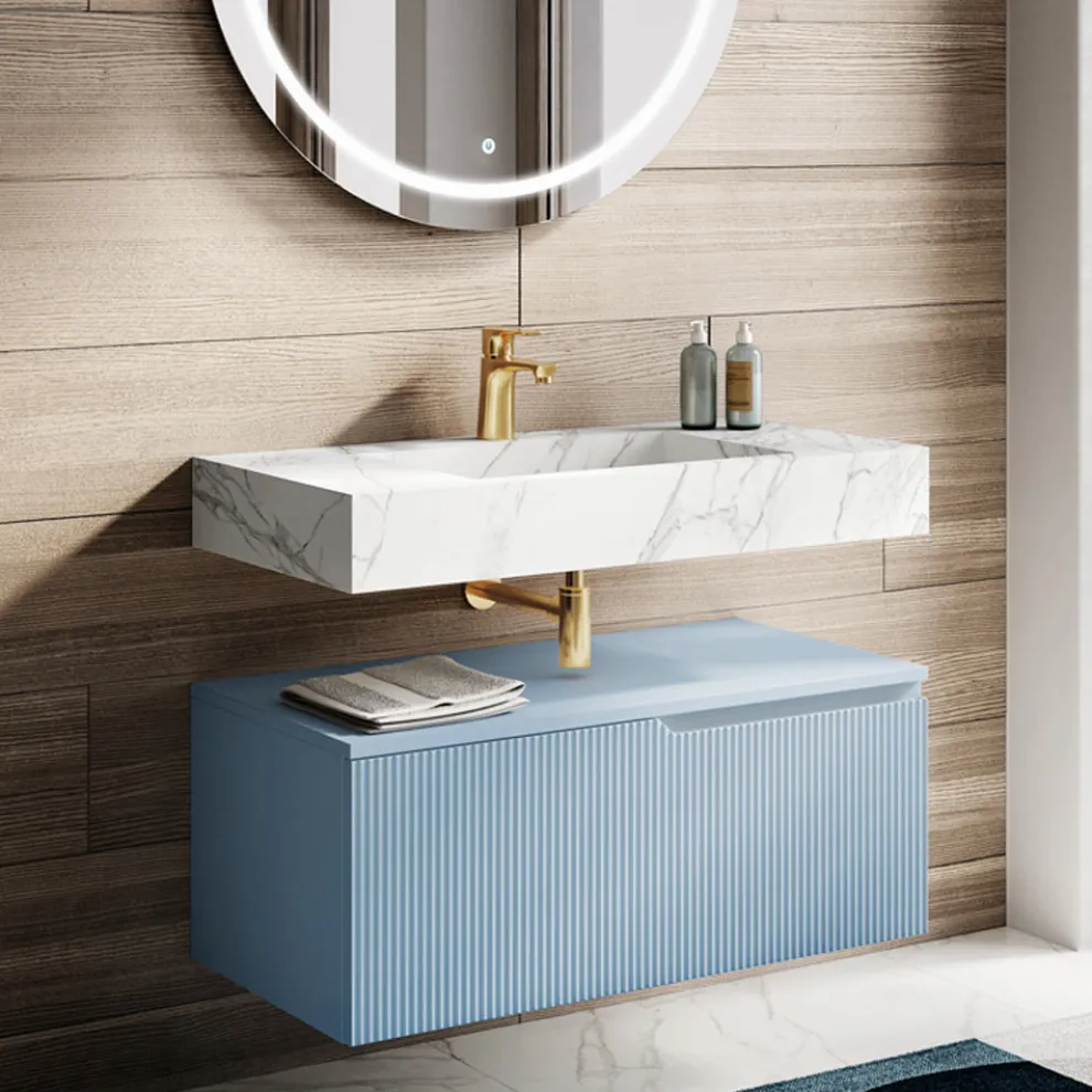 Badezimmerkomposition mit Calacatta-HPL-Platte, hergestellt in Italien – Talassa