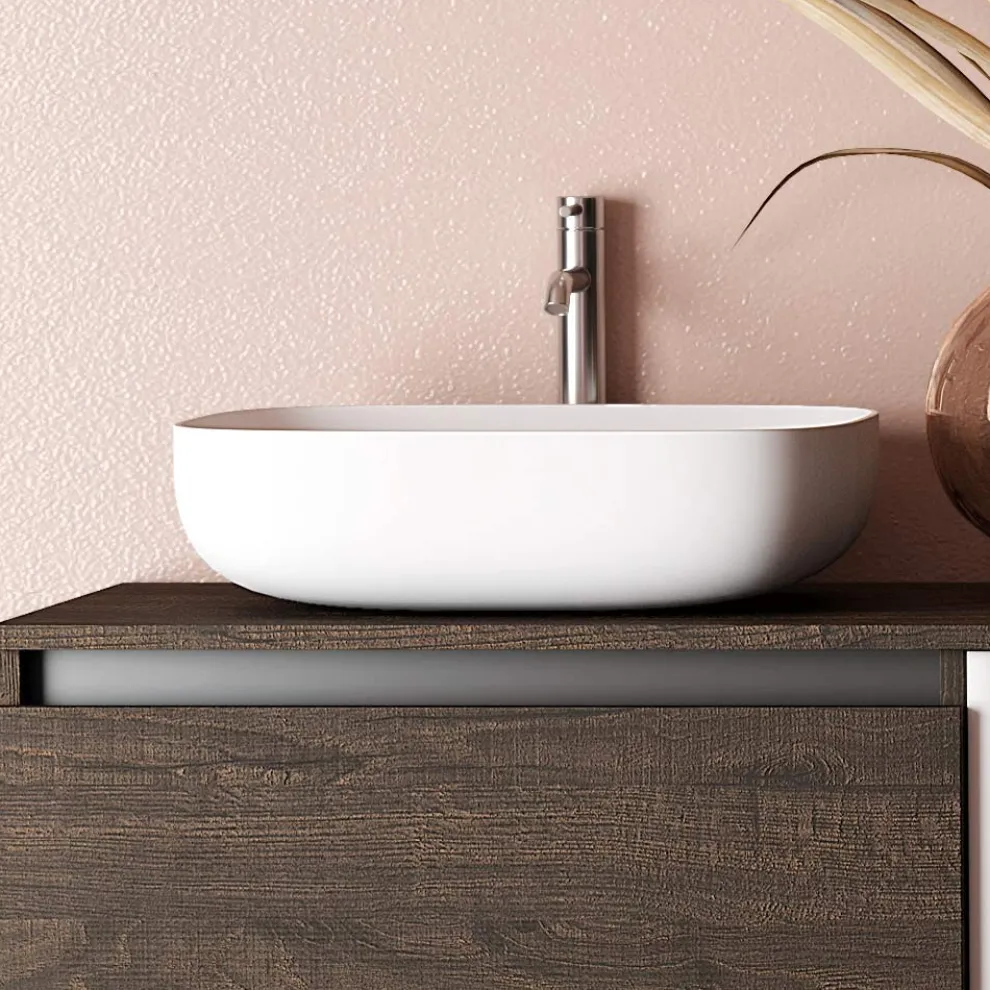 Badezimmerkomposition mit Keramikwaschbecken und Spiegel Made in Italy – Dream