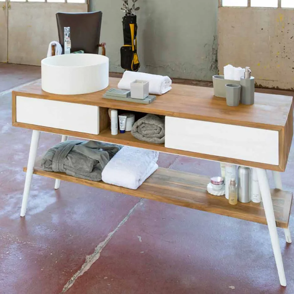 Badezimmer-Konsolentisch im modernen Design aus natürlichem Teak Pistoia