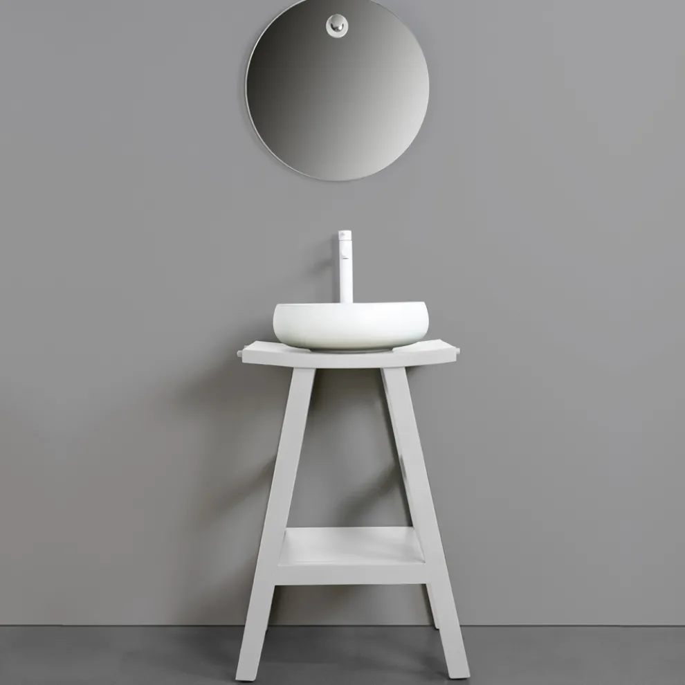 Badezimmermöbel-Komposition mit Accessoires und Spiegel aus Ton - Maryse