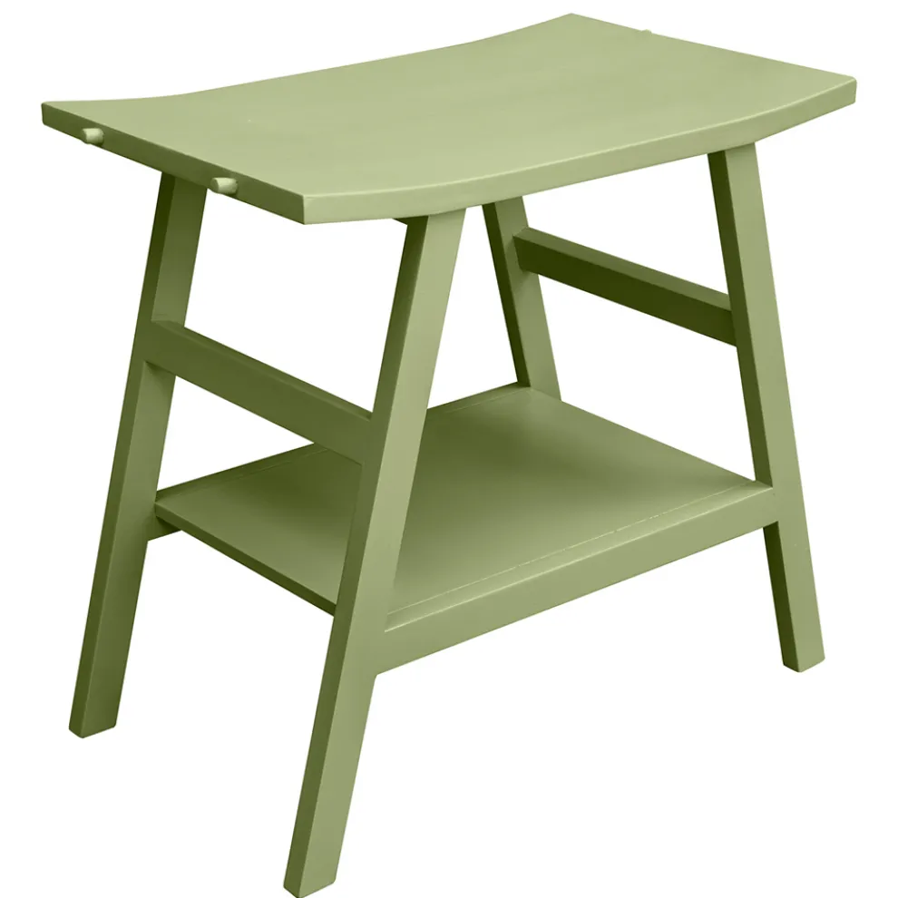 Badezimmermöbel-Komposition mit Teakholzschrank und emailliertem Zubehör - Patryk