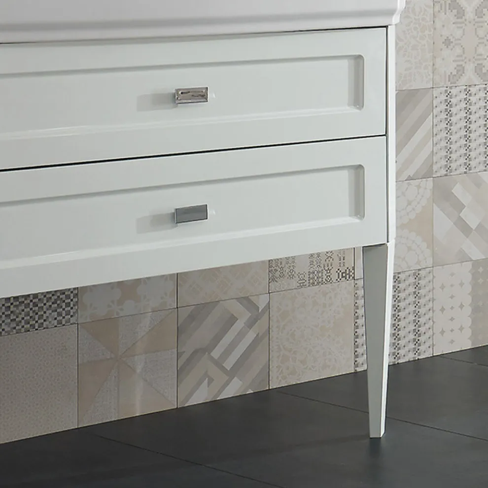 Badezimmerschrank mit zwei Schubladen und Keramikwaschbecken, hergestellt in Italien – Rom