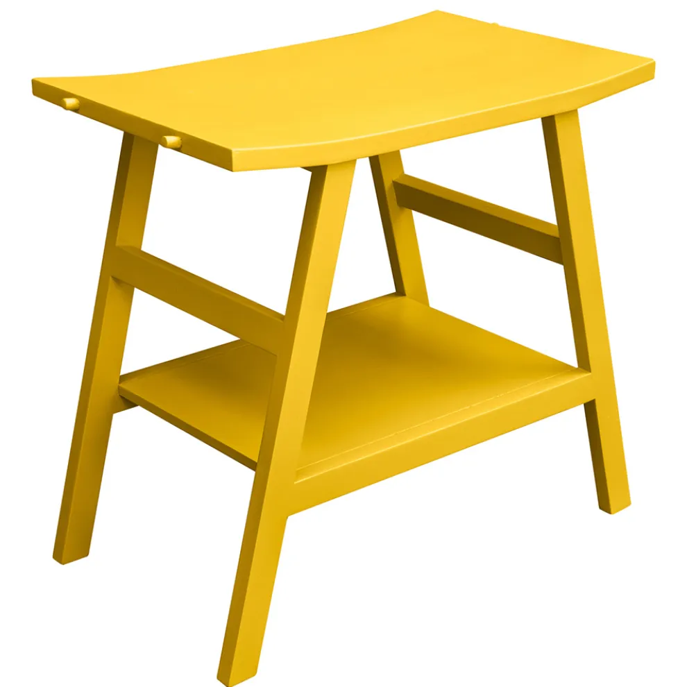 Badezimmerschrank aus natürlichem Teakholz mit halb gebogener Platte und Haken - Crina