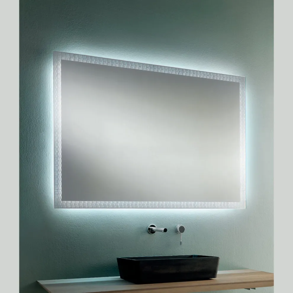 Badezimmerspiegel mit lasergravierten Dekorationen, hergestellt in Italien – Freud