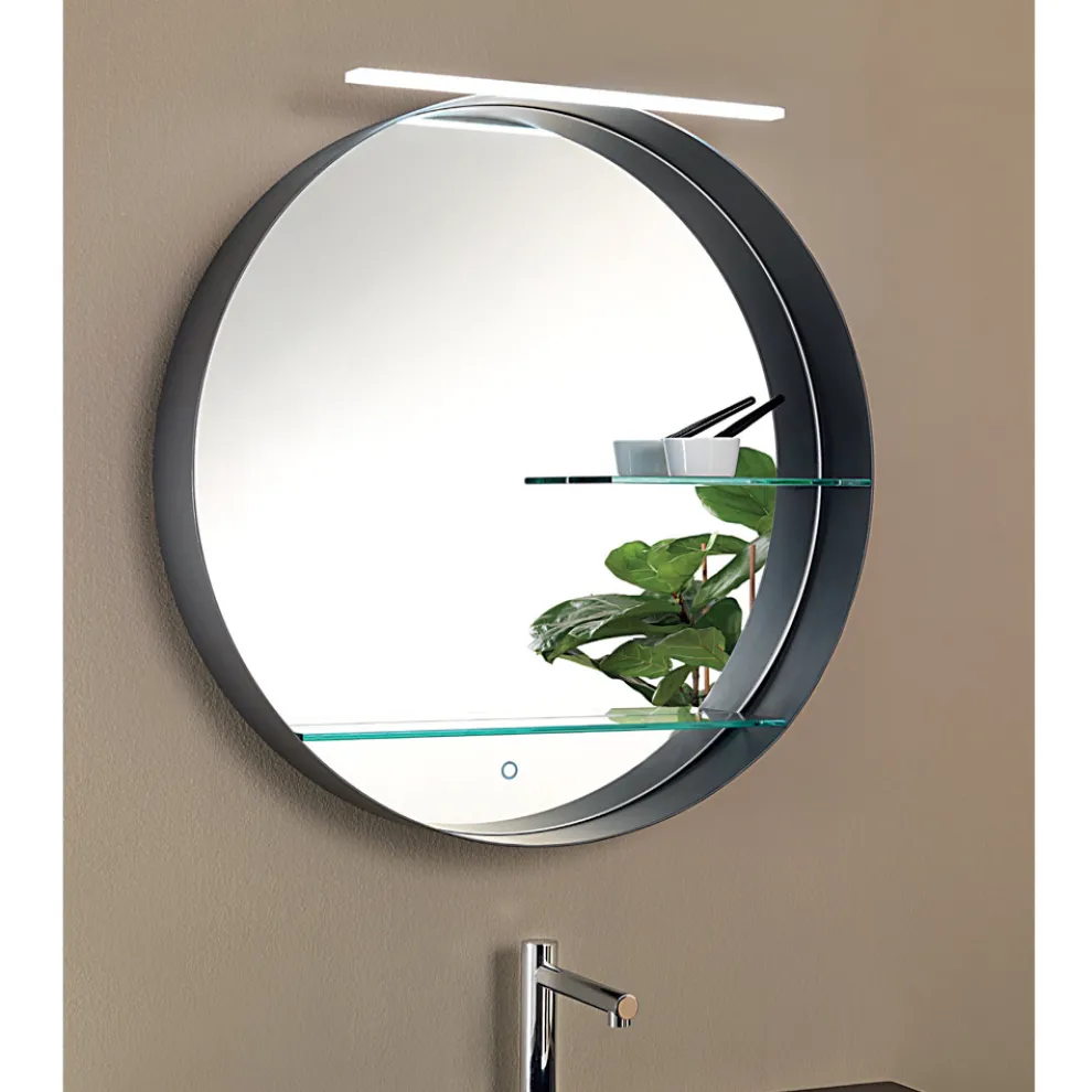 Badezimmerspiegel aus Metall mit 2 Glasböden, hergestellt in Italien – Einstein