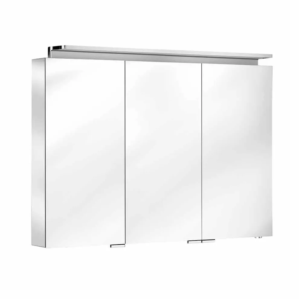Badezimmerspiegel mit 3-türiger Schrankwand mit Innenregalen - Bramo