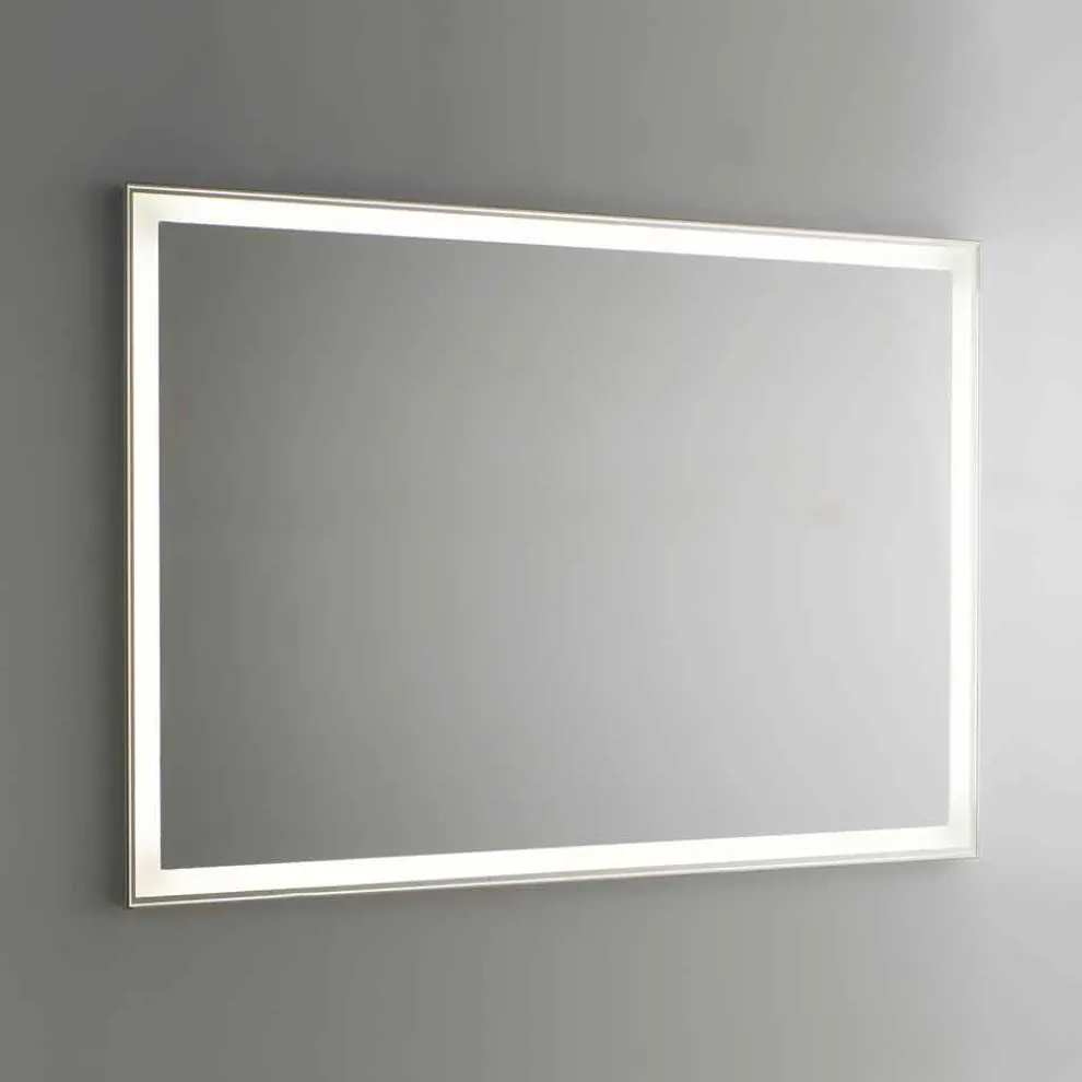 Badezimmerspiegel aus Aluminiumimitat mit Hintergrundbeleuchtung Made in Italy - Palau