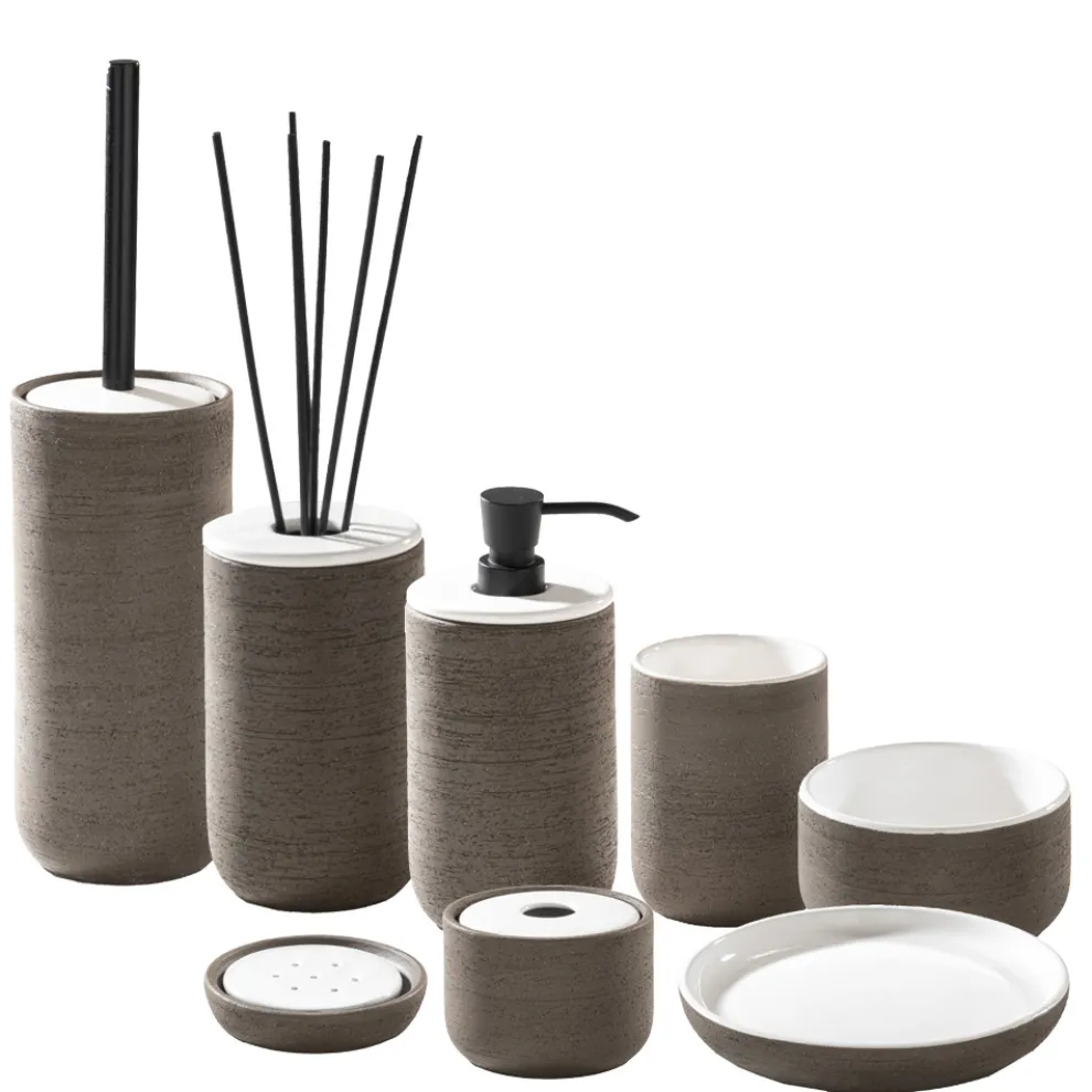 Badezimmerzubehör aus Ton mit weißer Innenausstattung Made in Italy - Antonella