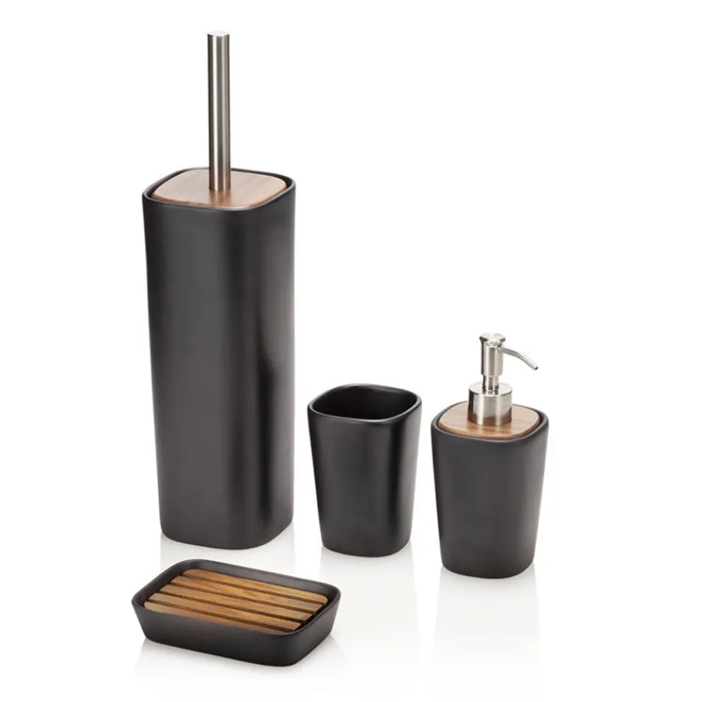 Badezimmerzubehör aus Keramik und Nussbaumholz - Costare