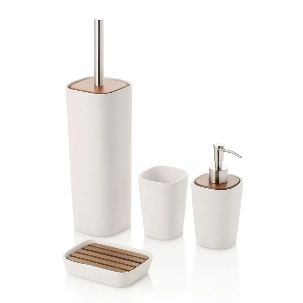 Badezimmerzubehör aus Keramik und Nussbaumholz - Costare