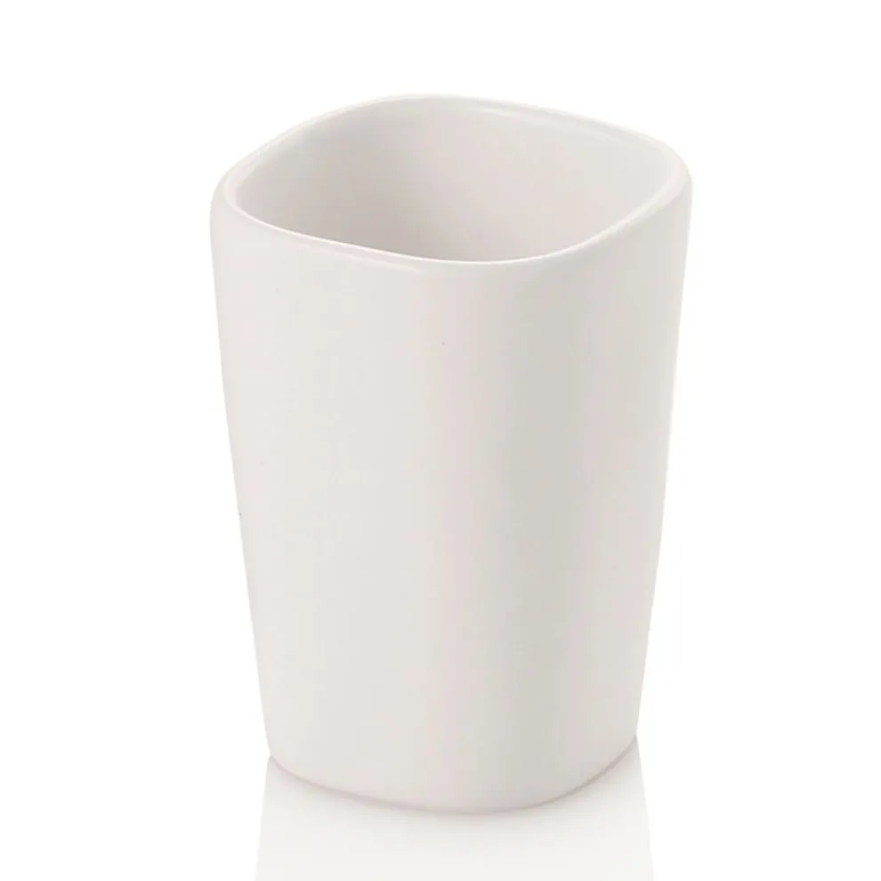 Badezimmerzubehör aus Keramik und Nussbaumholz - Costare