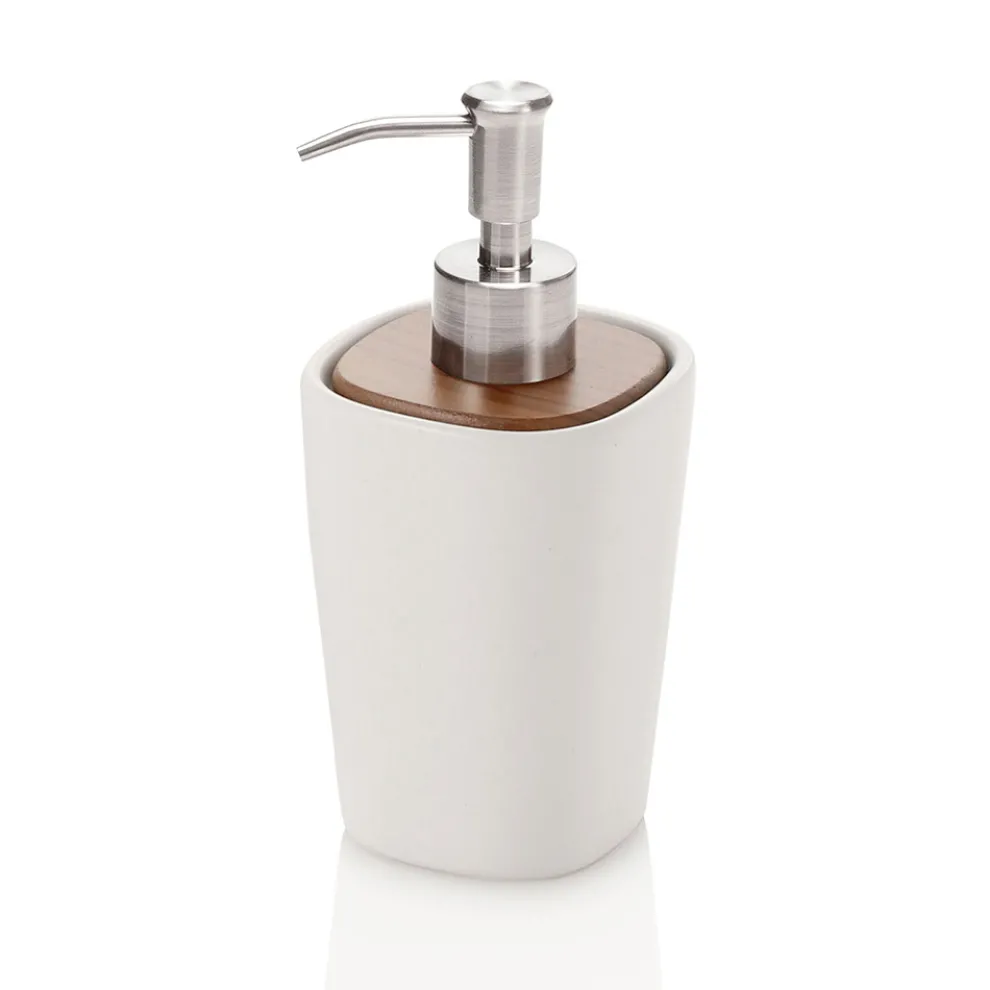 Badezimmerzubehör aus Keramik und Nussbaumholz - Costare