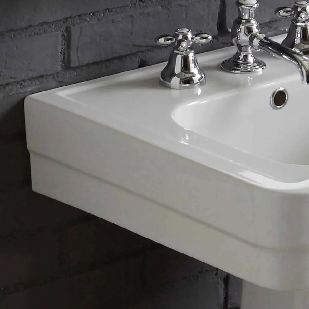 Badezimmerzusammensetzung Waschbecken auf Säule aus weißer Keramik Vintage Ania