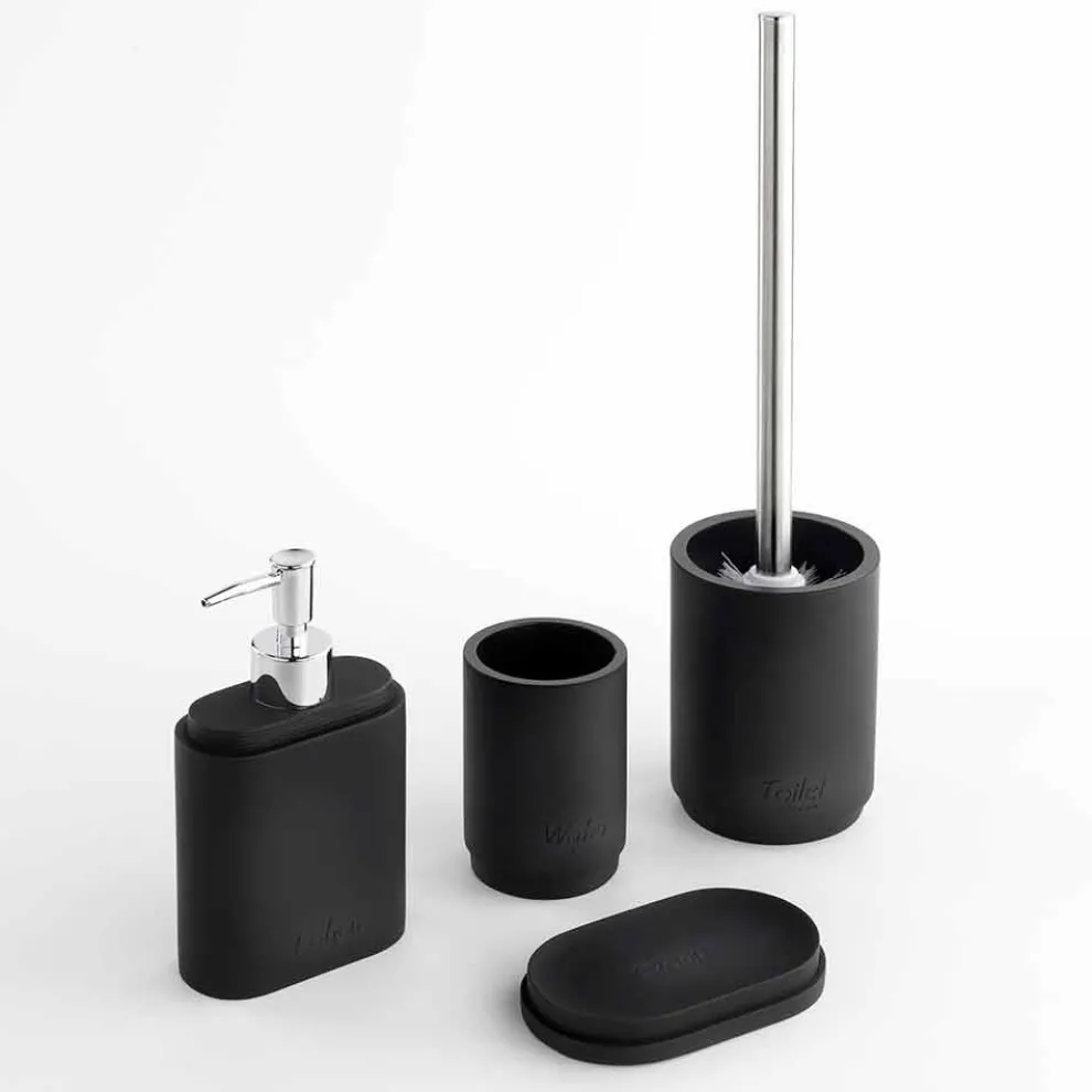 Badzubehörset aus mattschwarzem Harz - Pareo