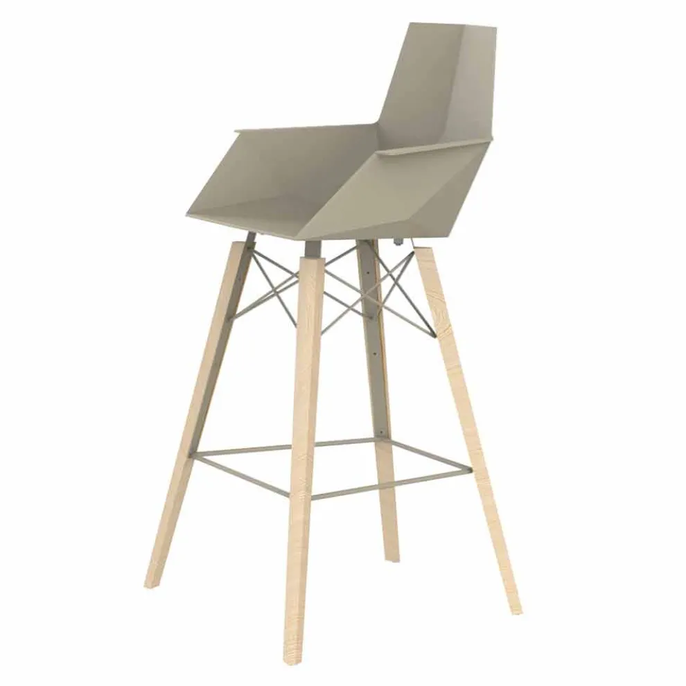 Barhocker mit Armlehnen aus Holz und Kunststoff Verschiedene Farben - Faz Wood von Vondom