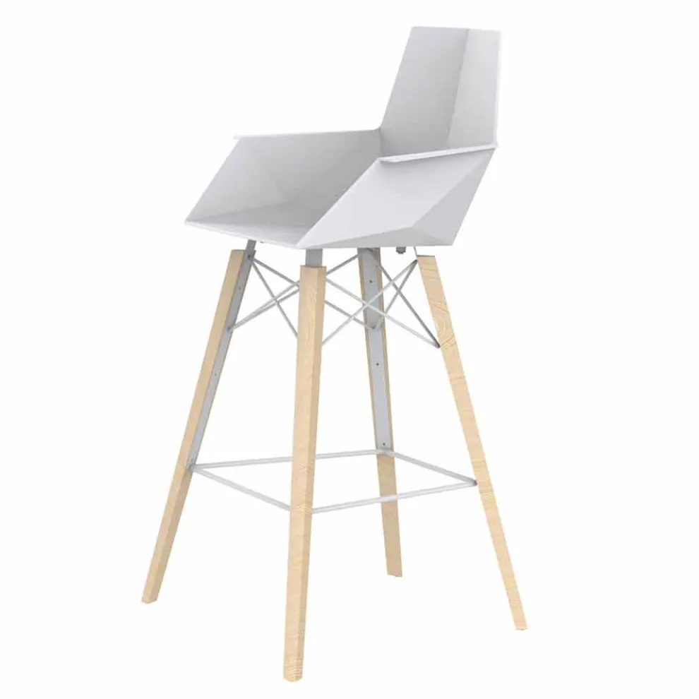 Barhocker mit Armlehnen aus Holz und Kunststoff Verschiedene Farben - Faz Wood von Vondom