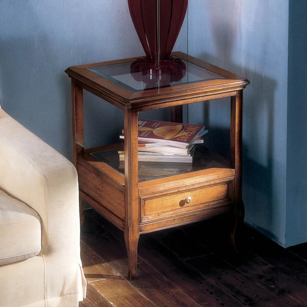 Bassano Francia Couchtisch aus Holz mit Glasplatte, hergestellt in Italien – Patecati