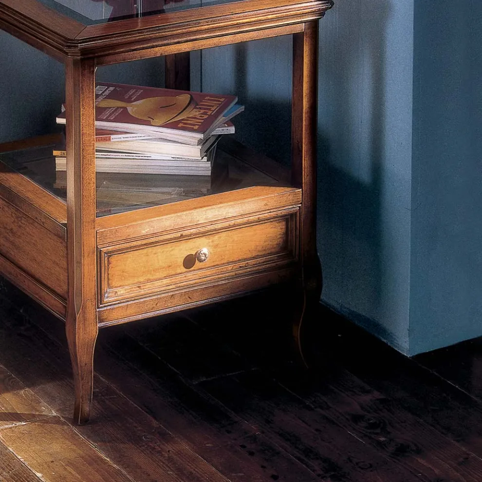 Bassano Francia Couchtisch aus Holz mit Glasplatte, hergestellt in Italien – Patecati