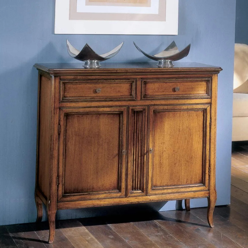 Bassano Francia Holz-Sideboard mit 2 Schubladen und 2 Türen, hergestellt in Italien – Galeru