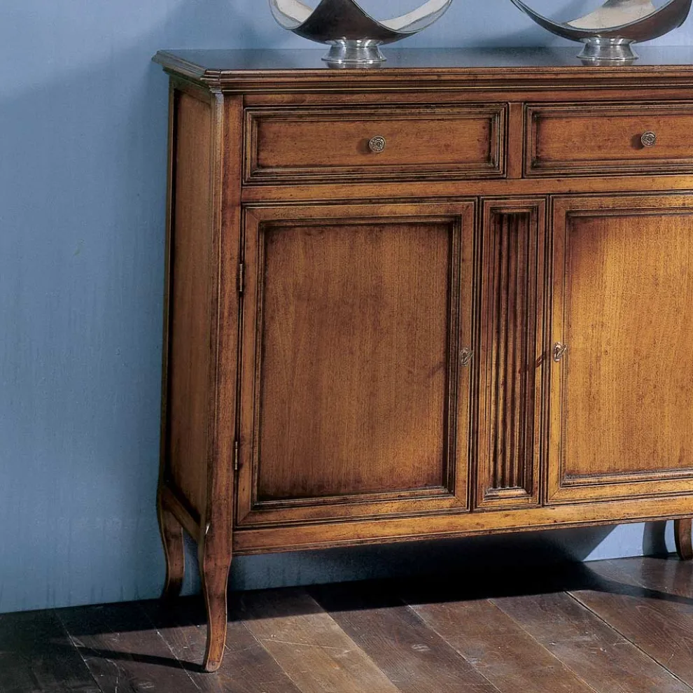 Bassano Francia Holz-Sideboard mit 2 Schubladen und 2 Türen, hergestellt in Italien – Galeru
