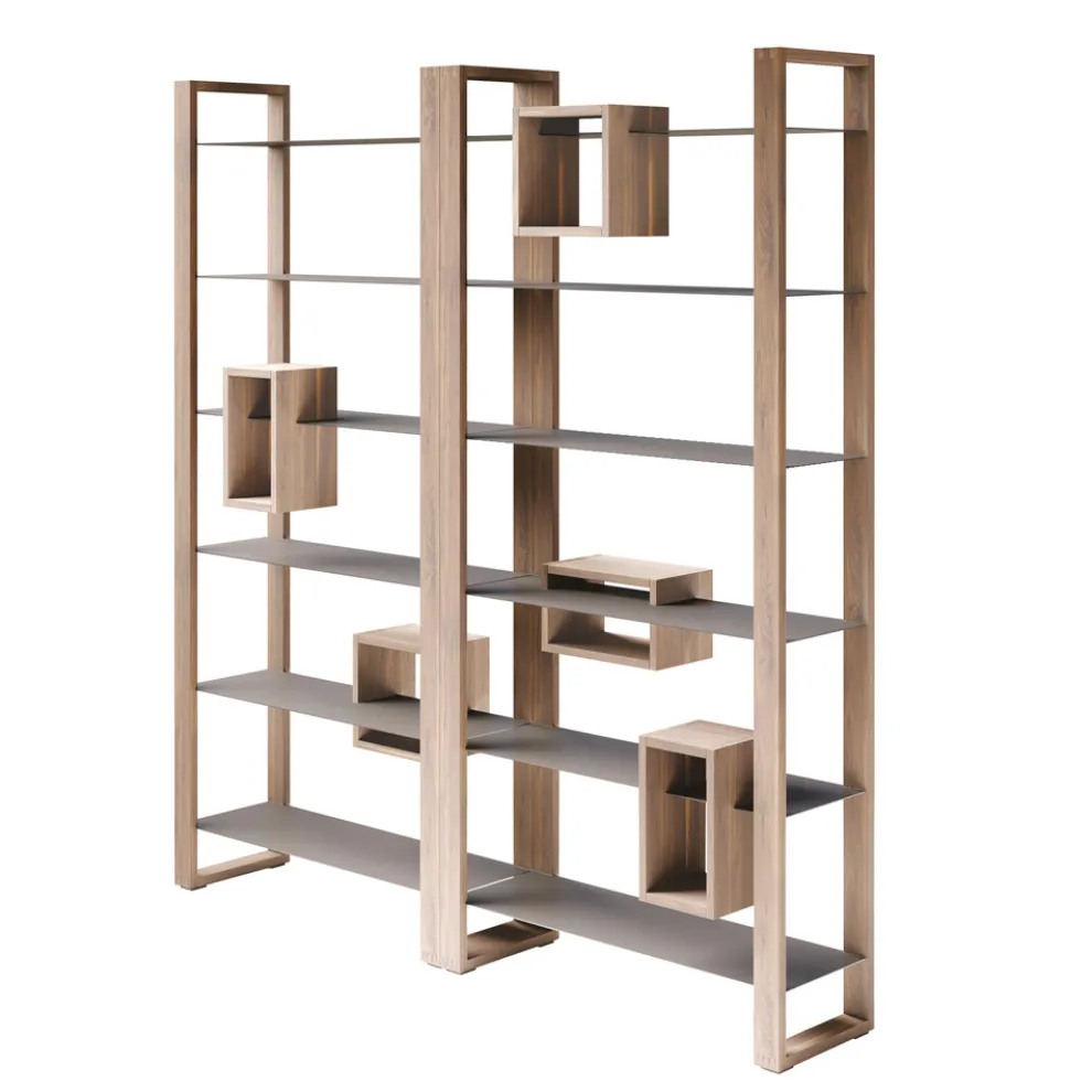 Bücherregal aus geknotetem Nussbaumholz und 6 Regalen Made in Italy - Berta