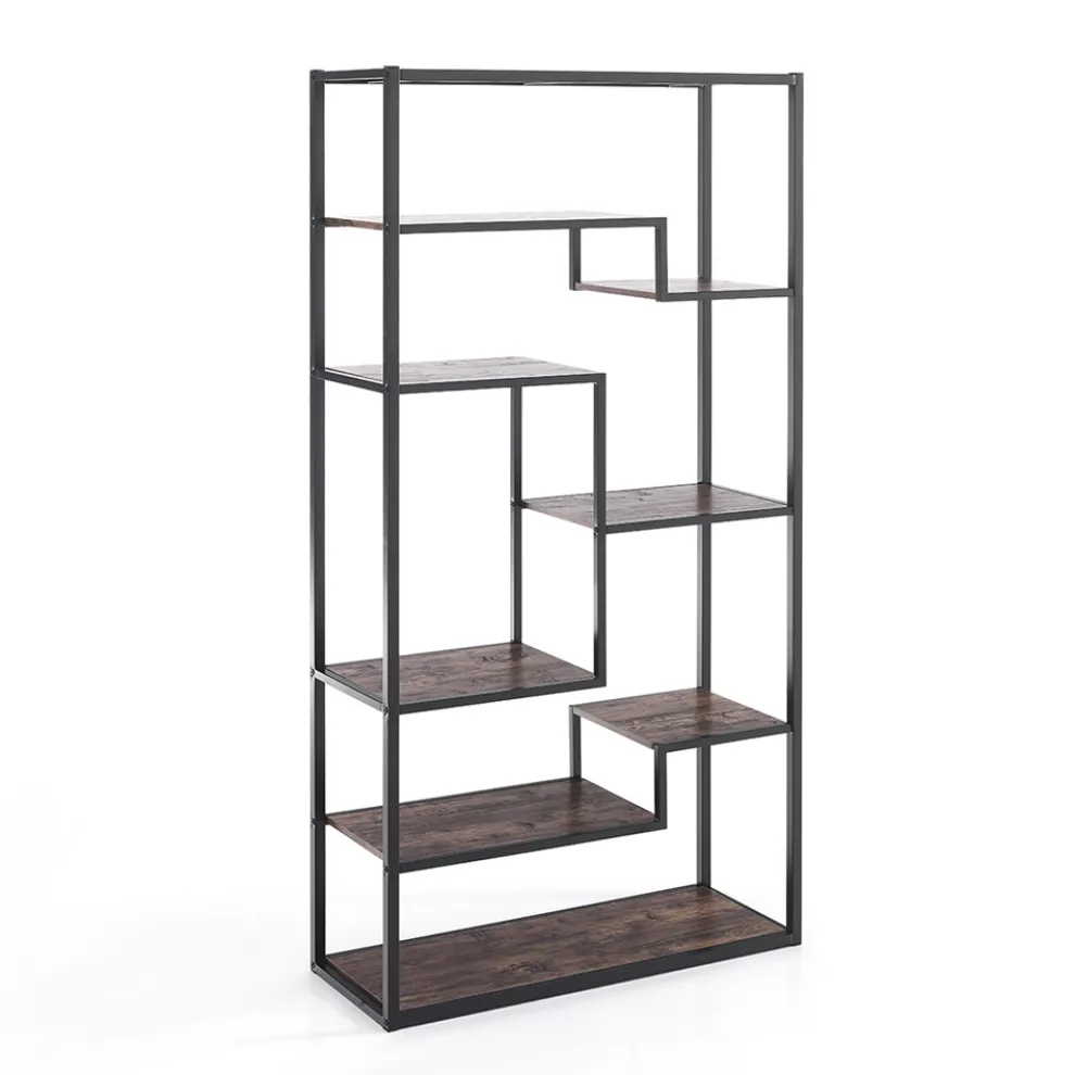 Bücherregal aus Metall und Holzregalen – Blei