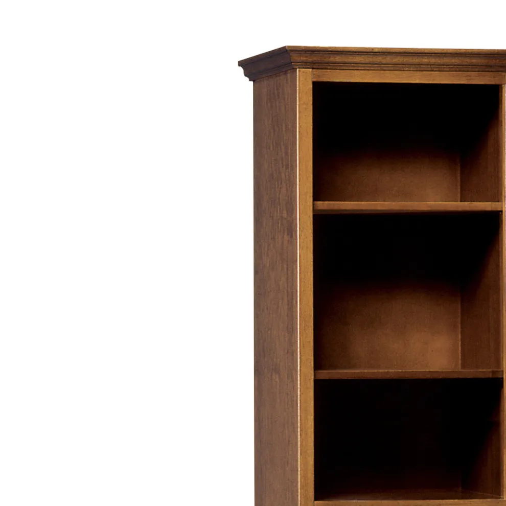 Bücherregal aus patiniertem Kirschholz mit 6 offenen Fächern, hergestellt in Italien – Camene