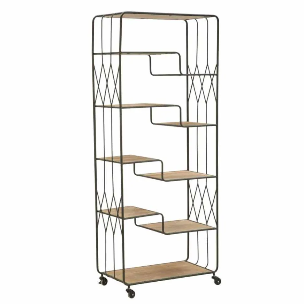 Bücherregal im Industriestil mit versetzten Regalen aus Eisen und MDF - Chuck