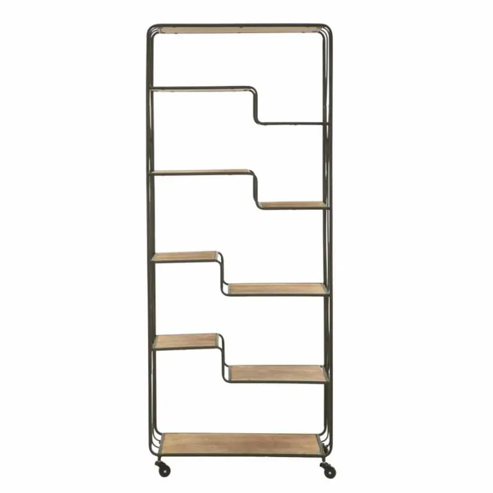 Bücherregal im Industriestil mit versetzten Regalen aus Eisen und MDF - Chuck