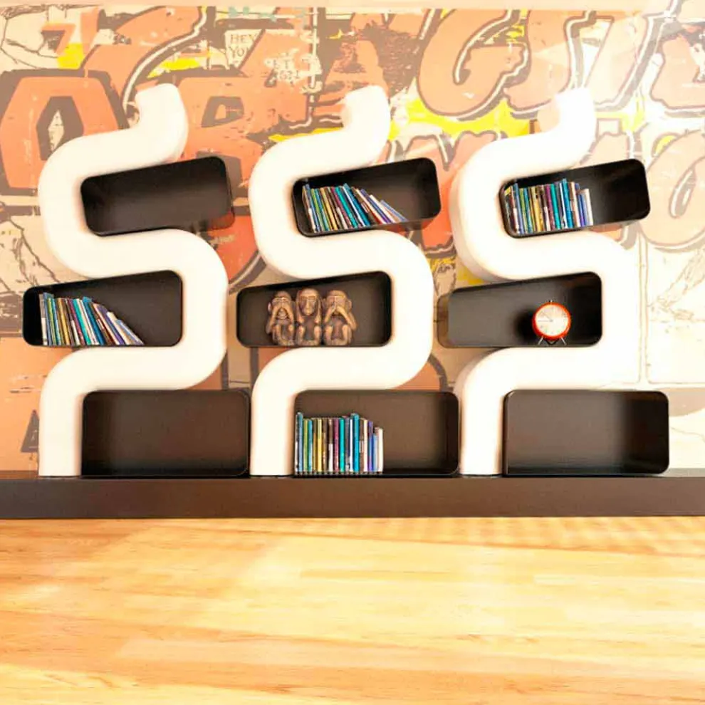 Bücherregal in modernem Design aus Solid Surface® Ser P Made in Italy