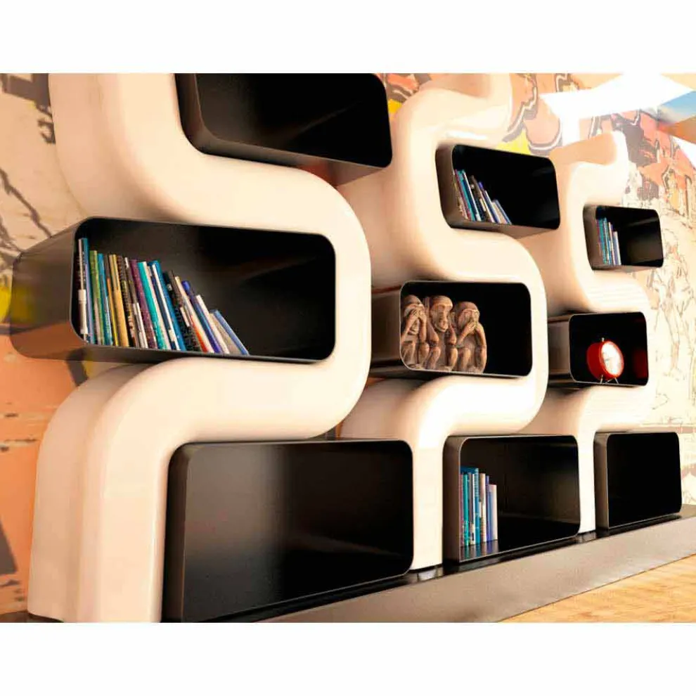 Bücherregal in modernem Design aus Solid Surface® Ser P Made in Italy